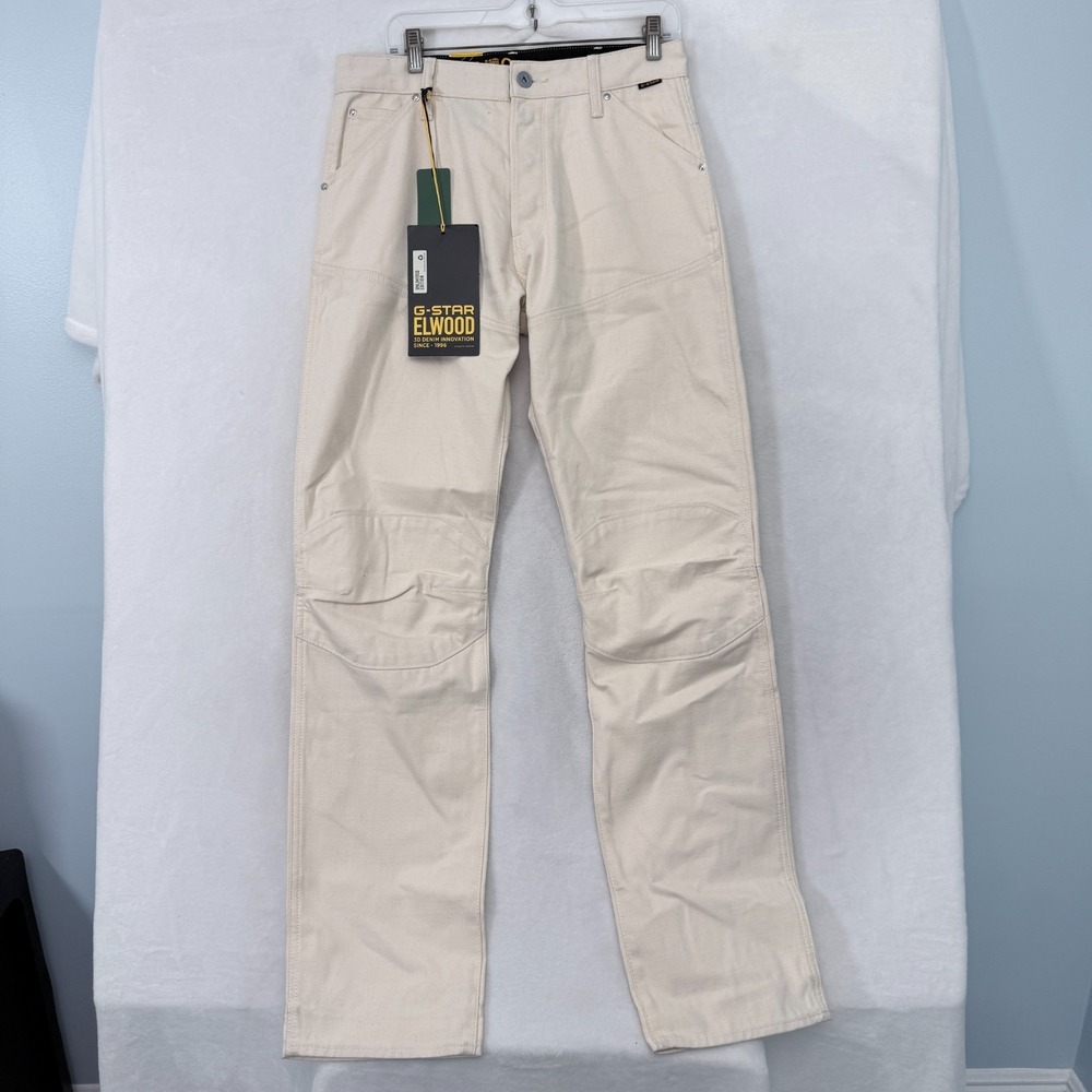 G Star Raw Elwood 5620 Pants Men 30x34 Beige Canvas Workwear Double Knee Outdoor